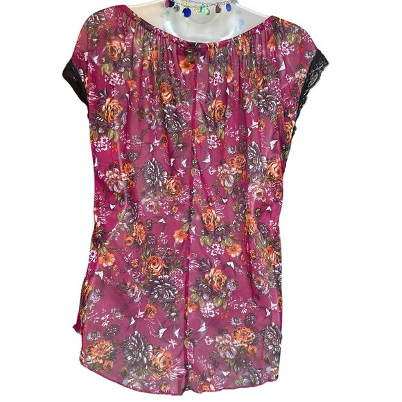 Self Esteem Y2K Women's Med Semi Sheer Floral Blouse Whimsical Romantic 90s - Picture 9 of 11